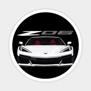 C8 Arctic White Z06 c8r graphic car line art Magnet